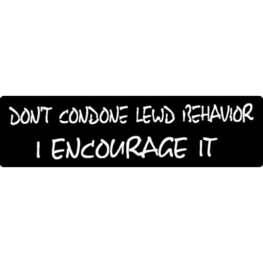 I don't condone lewd behavior I encourage it vinyl motorcycle helmet sticker - funny biker decal