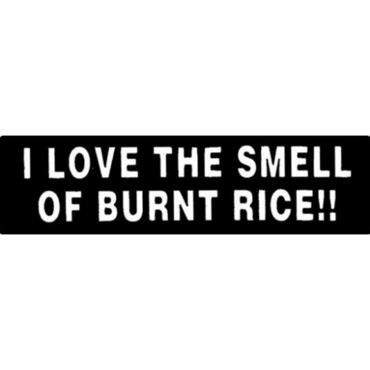 I love the smell of burnt rice vinyl motorcycle helmet sticker - funny biker decal