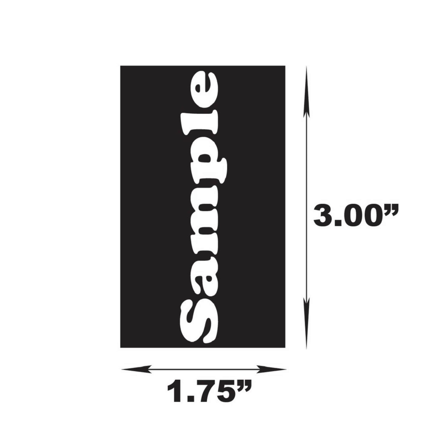sample large vertical rectangle sticker image with dimensions of 3 inches high by one and three quarters inches wide